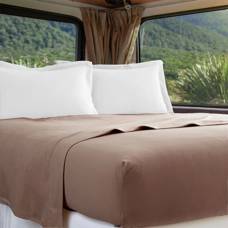 RecPro RV Microfiber Fitted Sheet Tan 60" x 75" x 10"