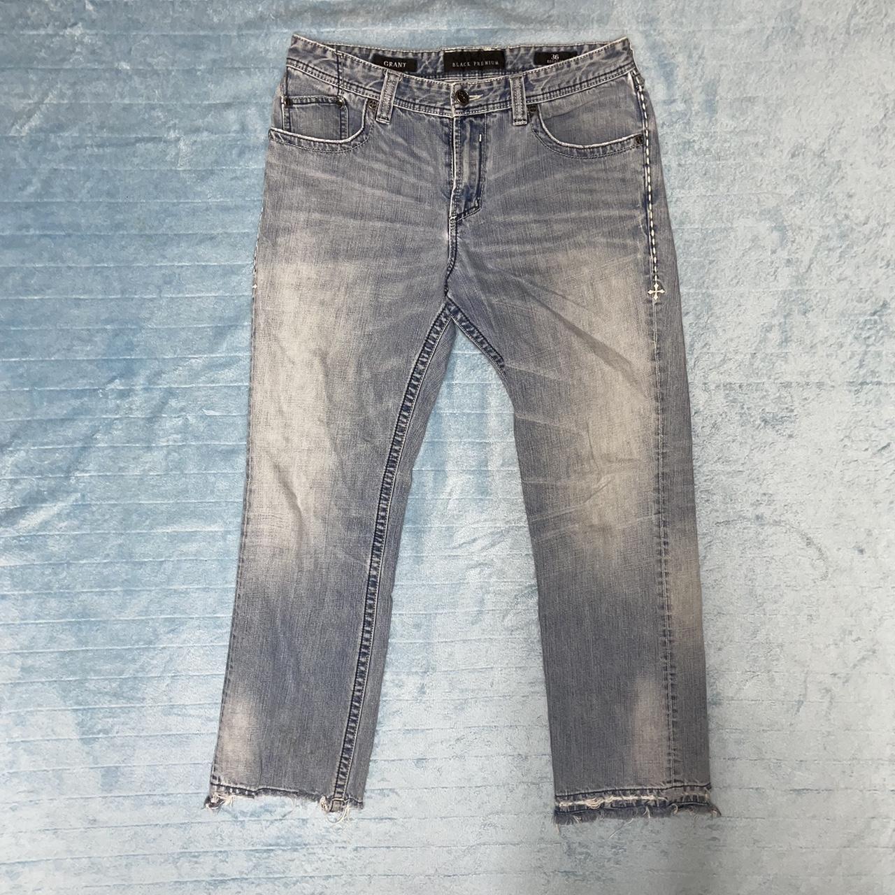 Mens GRANT AFFLICTION Premium Distressed Jeans USED Size 34 Long