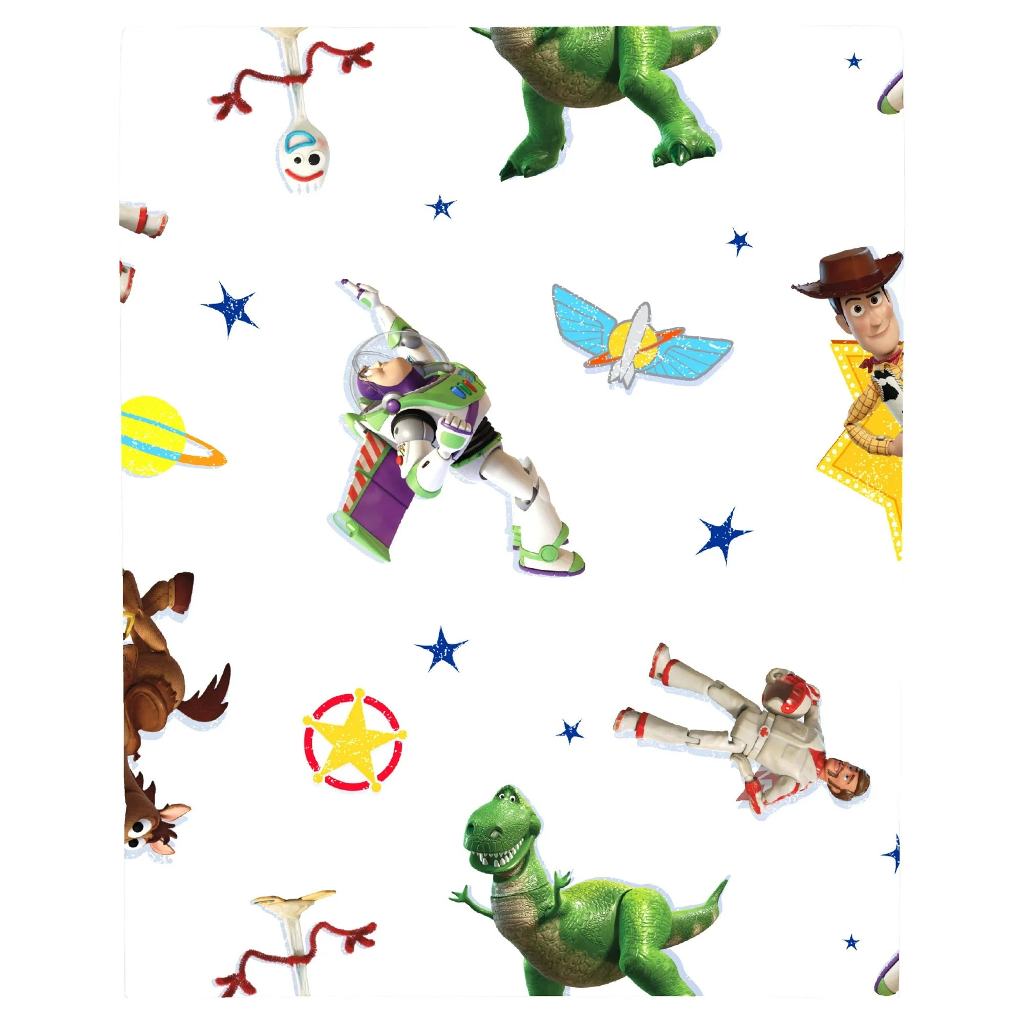 Disney Pixar Toy Story 4 Toddler Bed Sheet, Blue, Woody, Buzz