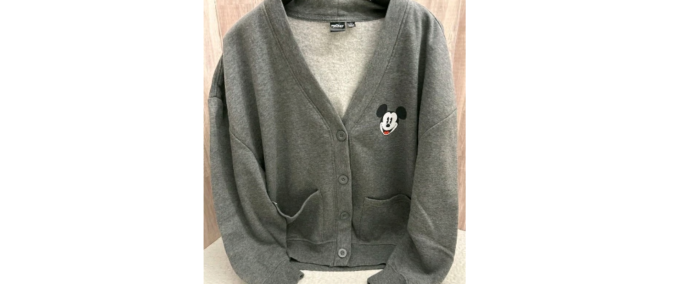 Disney and Friends Vneck cardigan gray sweatshirt with Mickey logo SZ XS