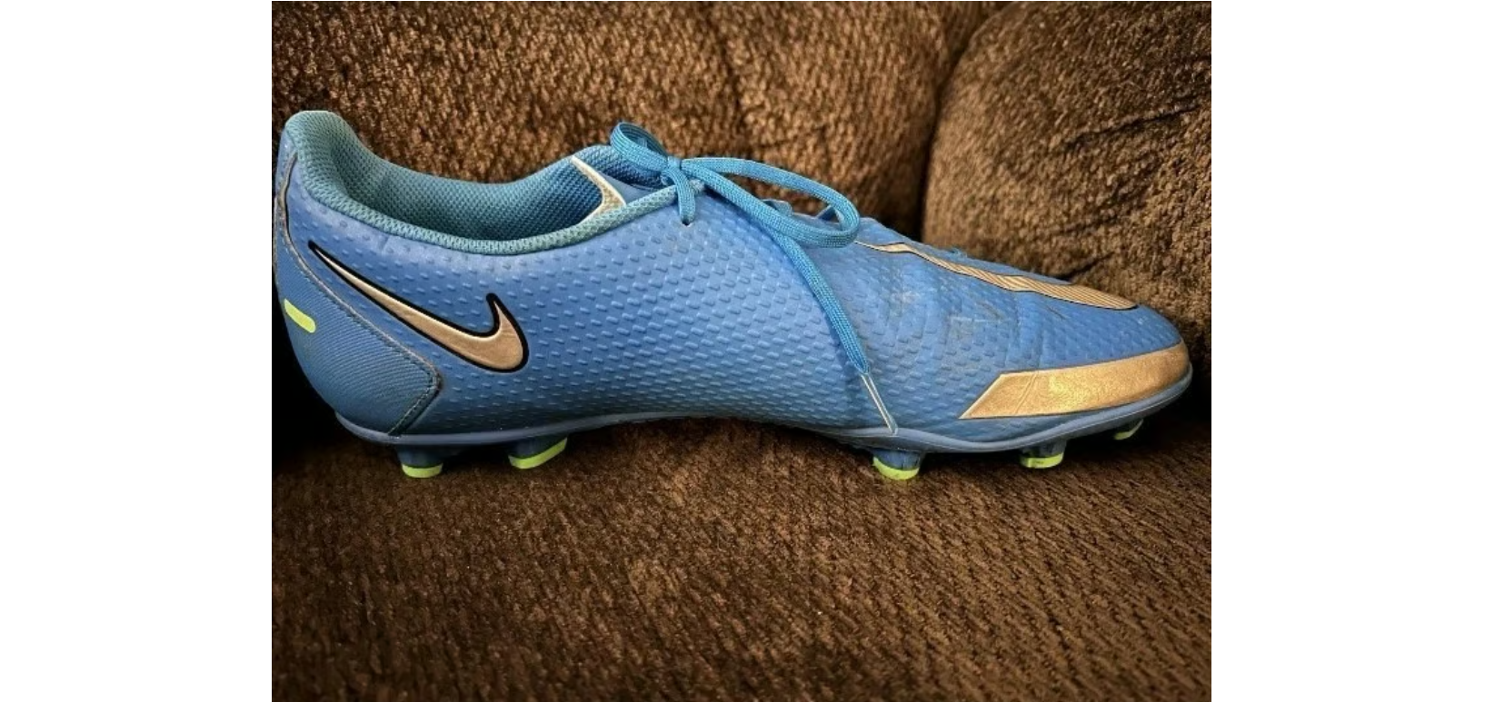 Nike Phantom GT Club FG MG Soccer Cleat 5 Y Blue Silver Green EUC Childrens Shoe