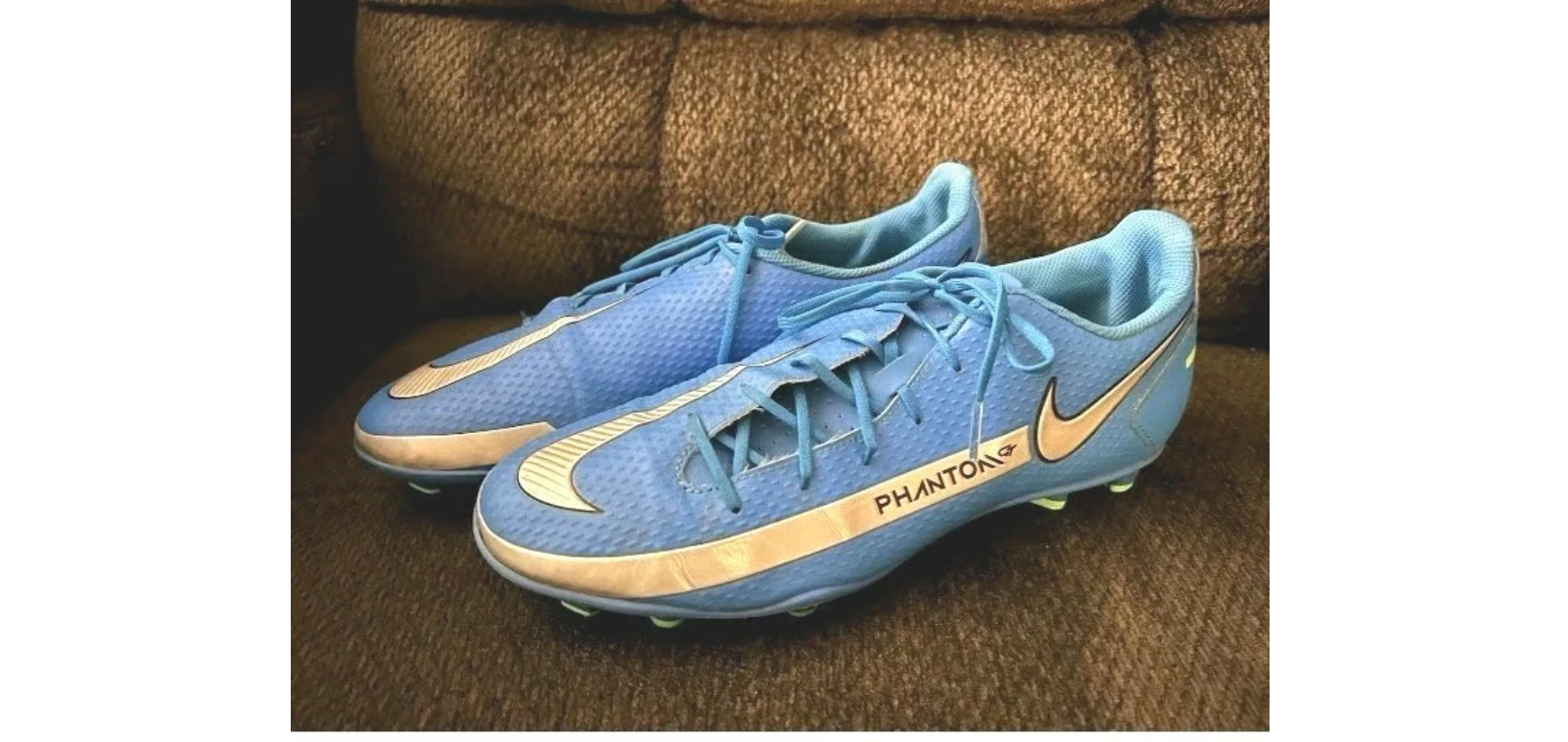 Nike Phantom GT Club FG MG Soccer Cleat 5 Y Blue Silver Green EUC Childrens Shoe