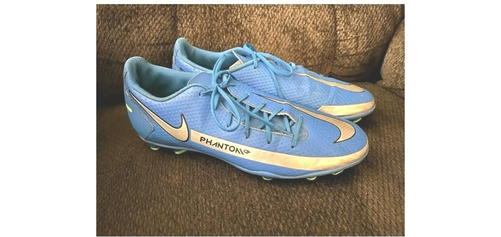 Nike Phantom GT Club FG MG Soccer Cleat 5 Y Blue Silver Green EUC Childrens Shoe