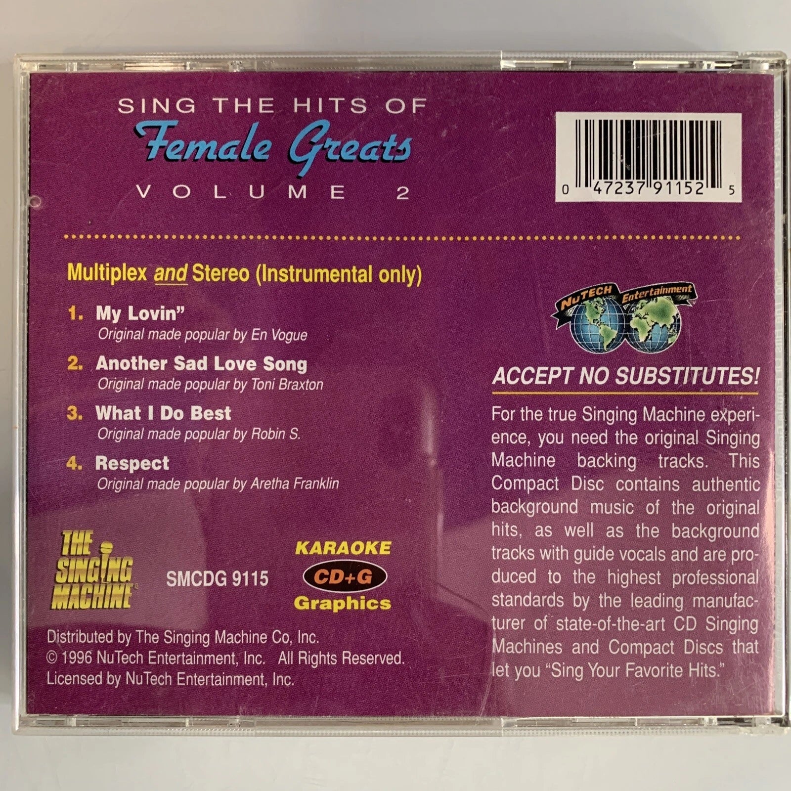 Sing The Hits of Female Greatest Vol 2 CD