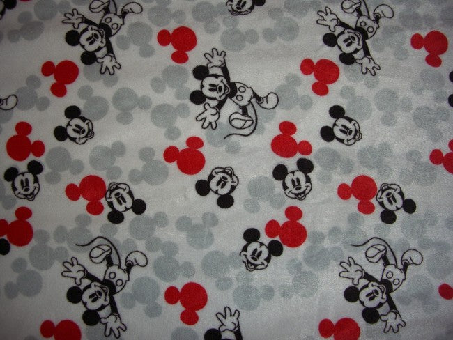 Disney Baby MICKEY MOUSE Blanket Gray Red White Textured Satin Trim