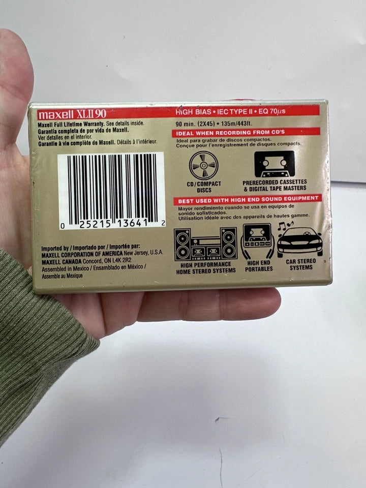 2 Maxwell XLII 90 Minute High Bias Blank Audio Cassette Tape SEALED NEW Quantity 2